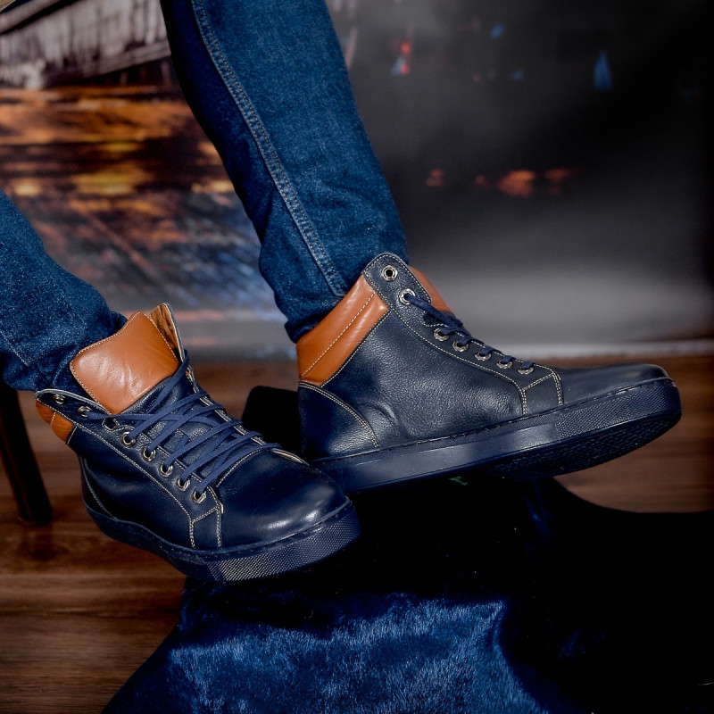 Miesten saappaat 4103 indigo+ruskia