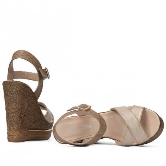 Naisten sandaalit 5078 beige+kulta