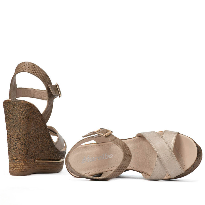 Naisten sandaalit 5078 beige+kulta