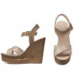 Naisten sandaalit 5078 beige+kulta