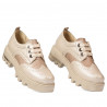 Naisten rento kengät 6047 beige yhdistettynä