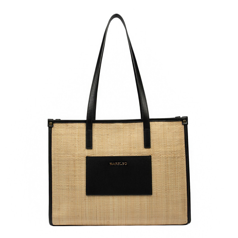 Naisten olkalaukku 031g yhdistetty raffia