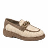 Naisten casual-kengät 6092 beigeä raffia-yhdistelmää