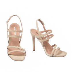 Naisten sandaalit 1345 beige mokkanahka