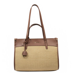 Konjakinruskea + raffia naisten rantakassi 045g
