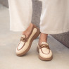 Naisten casual-kengät 6092 beigeä raffia-yhdistelmää lifestyle