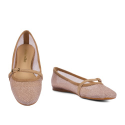 Naisten ballerinat 1369 beige yhdistettynä